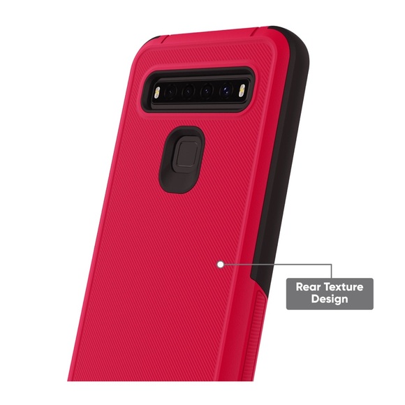 onn. Slim Rugged Phone Case for Alcatel TCL 10 5G UW - Red - Picture 5 of 6